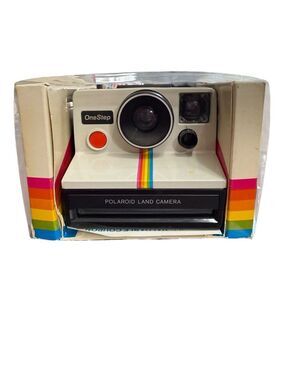 Vintage Polaroid OneStep Land Camera 1978 Rainbow Stripe with Box & Manuals